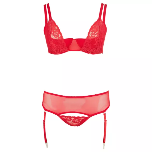 Cottelli Plus Size - set lingerie regolabile - rosso - 90D/XL