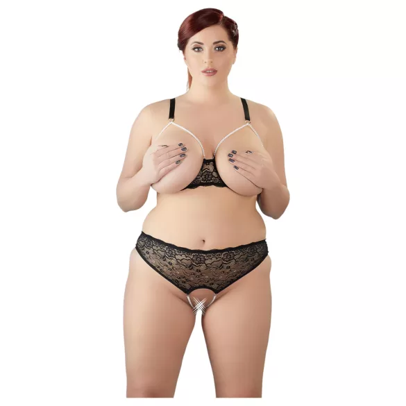 Cottelli Plus Size - set reggiseno perle - nero - 3XL