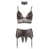 Cottelli Bondage - Intimo lucido in pizzo (set 4 pezzi) - XL