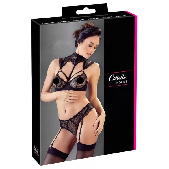 Cottelli - set reggiseno in pizzo con colletto (nero) - 80B/M
