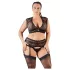 Cottelli Plus Size - set lingerie con strass e pizzo - nero - XL
