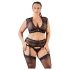 Cottelli Plus Size - elegante completo di pizzo e strass (nero) - 2XL