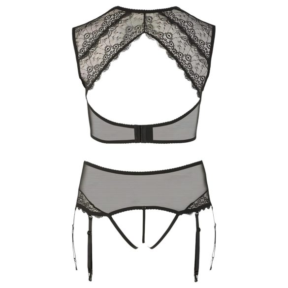 Cottelli Plus Size - set lingerie in pizzo e strass (nero) - 3XL