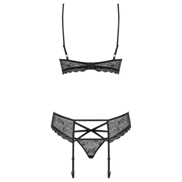 Obsessive - set lingerie con strass - nero