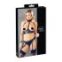 Cottelli Bondage - Set reggicalze lucido con manette (nero)