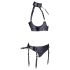 Cottelli Bondage - Set reggicalze lucido con manette (nero)