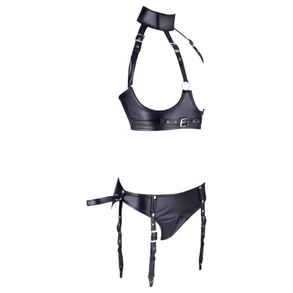 Cottelli Bondage - set lucido con reggiseno e manette (nero) - M