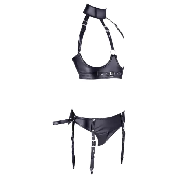Cottelli Bondage - reggiseno aperto con manette - lucido nero - XL