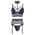 Cottelli Bondage - set lingerie in pizzo con manette (nero) - M
