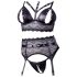 Cottelli Bondage - set lingerie in pizzo con manette (nero) - M