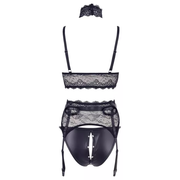 Cottelli Bondage - set lingerie con manette - pizzo nero - L