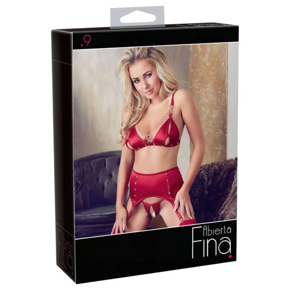 Abierta Fina - Set intimo rosso con catene scintillanti