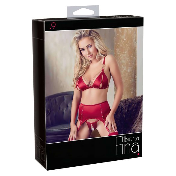 Abierta Fina - Set intimo rosso con catene scintillanti - L