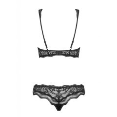   Set di lingerie Obsessive Luvae con strass e motivi floreali (nero)