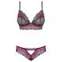 Obsessive Tulia - set intimo in pizzo (nero-rosa)