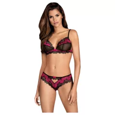   Obsessive Tulia - completo intimo in pizzo - nero e rosa - L/XL