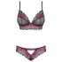 Obsessive Tulia - completo intimo in pizzo - nero e rosa - L/XL