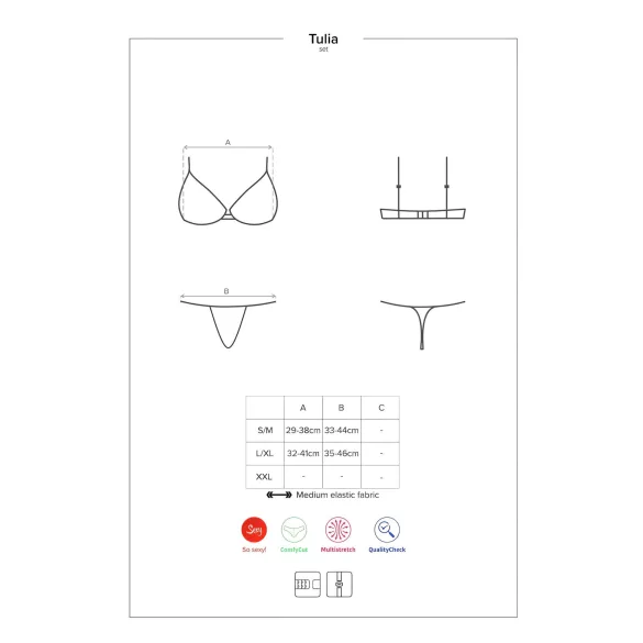 Obsessive Tulia - completo intimo in pizzo - nero e rosa - L/XL