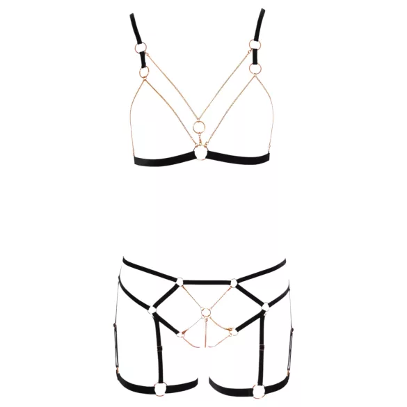 Cottelli - body harness con catene decorativo - 2 pezzi - nero