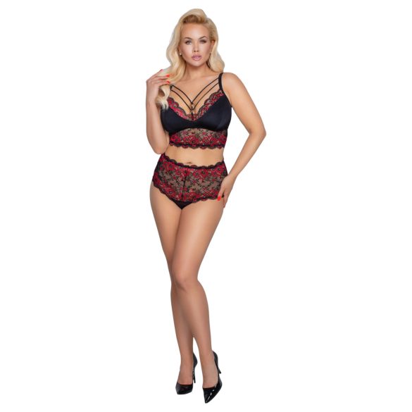 Cottelli Curvies - set lingerie in pizzo floreale (nero)