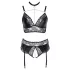 Cottelli Curves - set lingerie effetto lucido - nero - 3XL