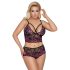 Cottelli Plus Size - set reggiseno floreale (nero-viola)
