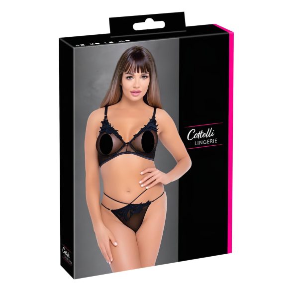 Cottelli - set trasparente in pizzo (nero) - M