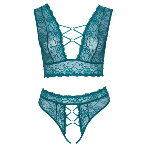 Cottelli Curves - completo intimo in pizzo con corsetto (blu)