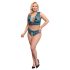 Cottelli Curves - completo intimo in pizzo con corsetto (blu) - 2XL