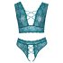 Cottelli Curves - completo intimo in pizzo con corsetto (blu) - 2XL