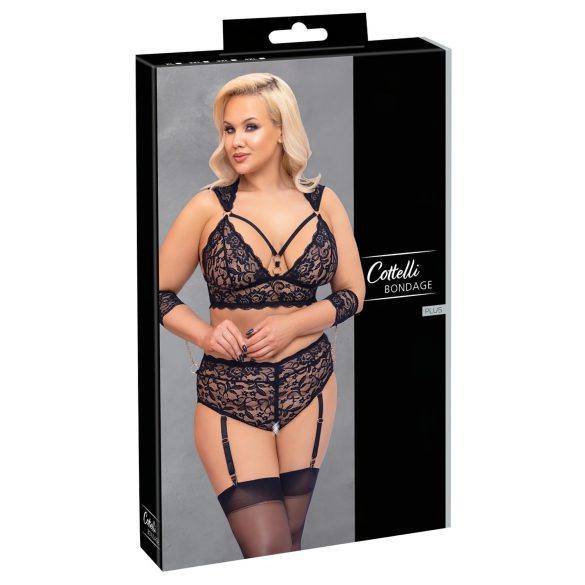 Cottelli Bondage Taglie Forti - set reggiseno pizzo (nero) - 3XL