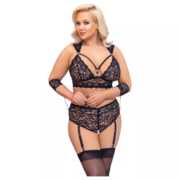 Cottelli Bondage Taglie Forti - set reggiseno pizzo (nero) - 3XL