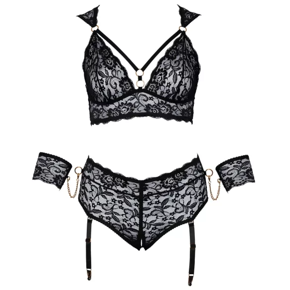 Cottelli Bondage Taglie Forti - set reggiseno pizzo (nero) - 3XL