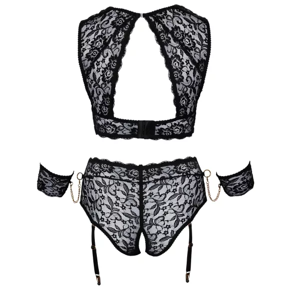 Cottelli Bondage Taglie Forti - set reggiseno pizzo (nero) - 3XL