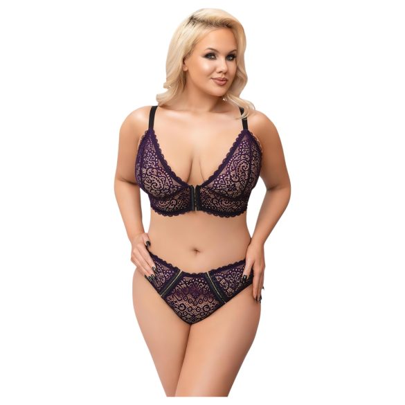 Cottelli Plus Size - set reggiseno trasparente fantasia (viola)
