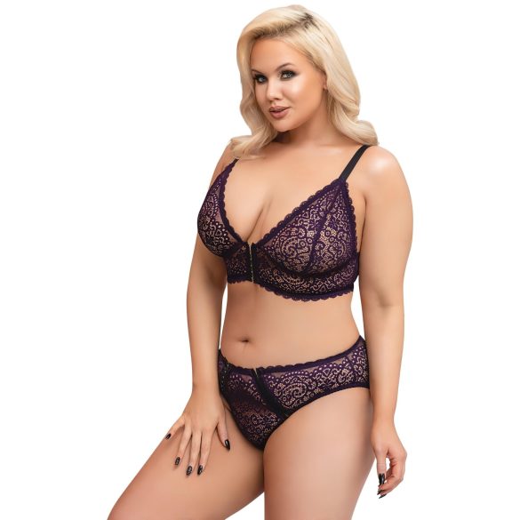 Cottelli Plus Size - set reggiseno trasparente fantasia (viola)