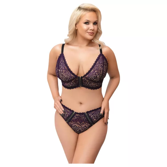 Cottelli Plus Size - set reggiseno trasparente fantasia (viola) - 2XL
