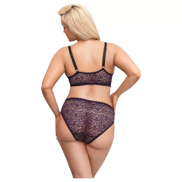 Cottelli Plus Size - set reggiseno trasparente fantasia (viola) - 2XL