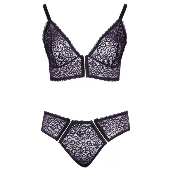 Cottelli Plus Size - set reggiseno trasparente fantasia (viola) - 2XL