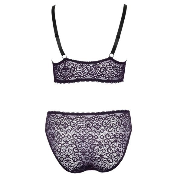 Cottelli Plus Size - set reggiseno trasparente fantasia (viola) - 2XL