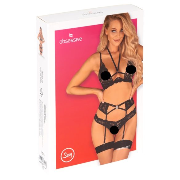 / Obsessive Alessya - set di lingerie in pizzo (nero)