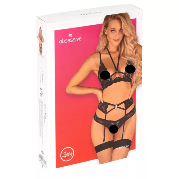 Obsessive Alessya - set di lingerie in pizzo (nero) - M/L