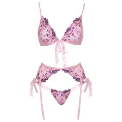 Kissable - Set di lingerie con ricamo di rose (rosa)