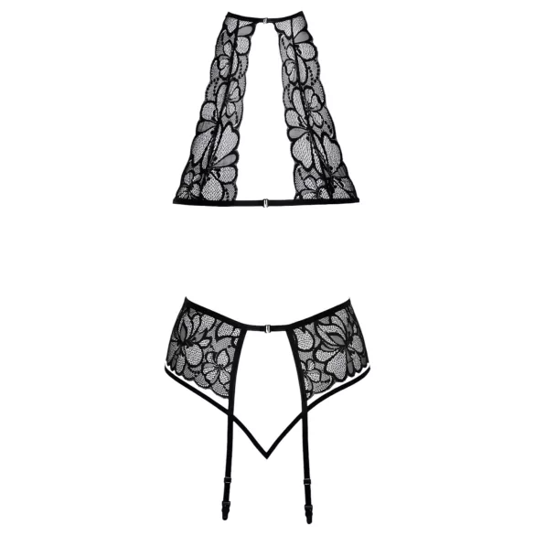 Baciabili - set reggiseno in pizzo con laccio al collo (nero)