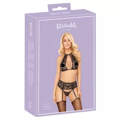   Baciabili - set reggiseno in pizzo con laccio al collo (nero) - L/XL