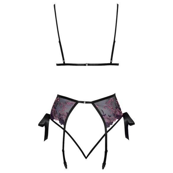 Set reggiseno ricamato rosa-lilla (nero) - L/XL