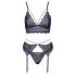 Cottelli - Set lingerie in pizzo a 3 pezzi (nero-viola)