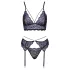 Cottelli - Set intimo in pizzo a 3 pezzi (nero-viola)