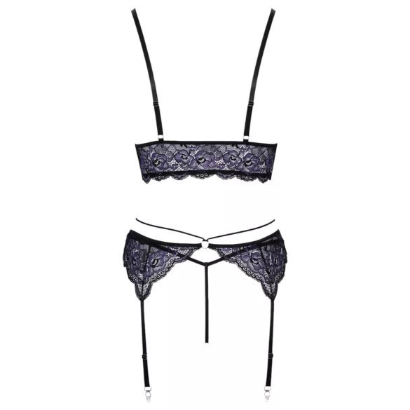 Cottelli - Set intimo in pizzo a 3 pezzi (nero-viola) - L