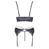 Cottelli - Set intimo in pizzo a 3 pezzi (nero-viola) - L